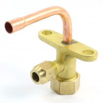 6mm Flare Tube 3Way Bend Service Valve Brass Tone for Air Conditioner