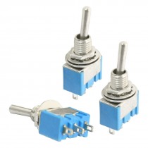 AC 125V 6A 250V 3A SPDT 3-Pin Soldering Latching Mini Toggle Switch 3 Pcs