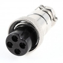 Aviation Plug 4 Pin 16mm Female Panel Metal Connector Silver Tone