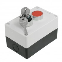 AC 400V 10A Red Flat Cap Momentary on/off Keylock Push Button Switch Station