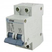 C10 AC220 380V 2 Pole Mini Circuit Breaker w On Off Switch