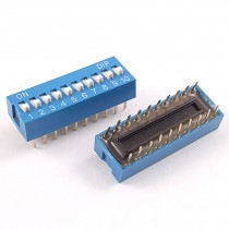 5 Pcs 2.54mm Pitch 10 Position Slide Type DIP Switch B;lue