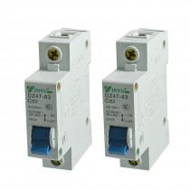 2 x AC 230V/400V 63A Single Pole 1P Overload Protection Mini Circuit Breaker