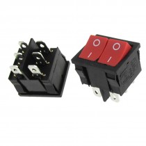 5 Pcs x 6 Pin Double SPDT On/On 2 Position Rocker Switch 6A/250V 10A/125V AC
