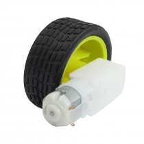 15RPM 3V Monoaxial DC Geared Motor w Plastic Tire Wheel for DIY Robot Smart Car