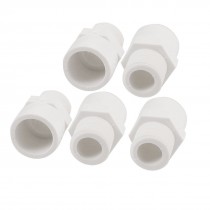 5 Pcs 0.787" Male Thread PVC Pipe Tube Adapter Connectors White
