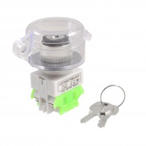 660V 10A DPST 3 Position Keylock Clear Cover Pushbutton Switch Clhtp