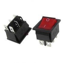 AC 16A/250V 20A/125V Red Light Illuminated DPDT ON/ON Boat Rocker Switch 5pcs