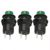 AC 125V/3A 250V/1.5A Green Cap OFF(ON) NO Momentary Push Button Switch 3 Pcs