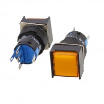 2 Pcs Orange Square Cap DC 24V Light SPDT 5 Pins Push Button Switch