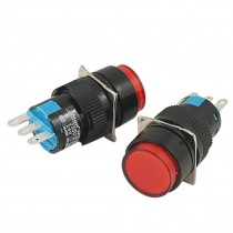 Panel Mounting Red Cap Push Button Switch DC 24V 2 Pcs