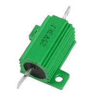Green Aluminum Housed Clad Wirewound Resistor 5% 3K Ohm 25 Watt