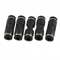 5 Pcs Black Plastic 4mm to 4mm One Touch Tube Connector