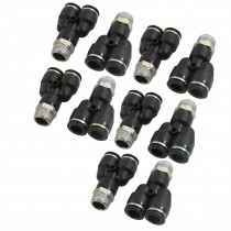 10 Pcs Air Pneumatic 3 8" PT to 10mm Y Shaped Push in Connectors Quick Fittings