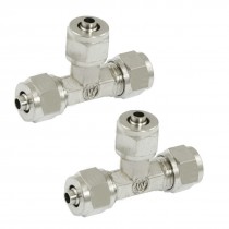 2 Pcs 4mm x 6mm Pneumatic Hose Air Fitting Tee Quick Connector Coupler