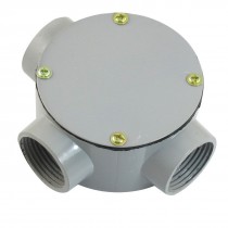 G1" Threaded Three Hole Connecting Metal Round Water-Proof Junction Box w Pads