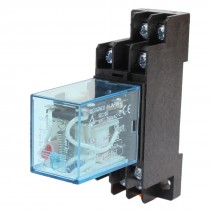 DC24V 5A Coil 8 Pin DPDT Red LED Pilot Lamp Electromagnetic Power Relay