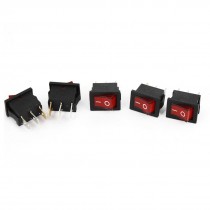 5PCS 2Positions SPST Panel Mount Red Lamp Snap In Boat Rocker Switch