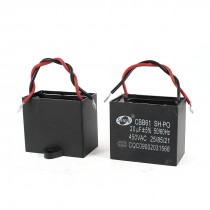CBB61 1 Red 1 Black Wires Rectangle Shaped Motor Capacitor 20uF AC 450V 2 Pieces