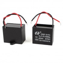 AC 450V 16uF 9cm Wired Metalized Polypropylene Film Motor Run Capacitor 2 Pieces
