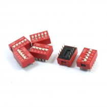 6 Pcs Red Double Row 10 Pin 5 Positions 2.54mm Pitch DIP Switches