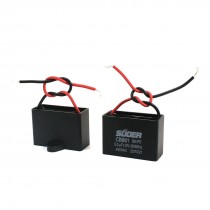 AC 450V 5uF 5% 2 Wired Polypropylene Film Electric Fan Motor Run Capacitor 2Pcs