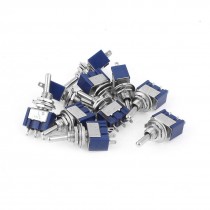 AC 125V 6A SPDT On/On 3-Pin Latching Toggle Switch Blue 10 Pcs
