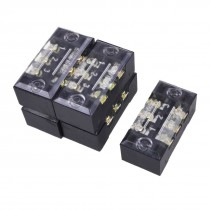 5pcs 600V 15A 3 Positions Two Row Covered Screw Terminal Strip