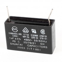 CBB61 2 Soldering Terminals Fan Motor Run Capacitor 1uF AC 450V