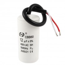 AC 450V CBB60 12UF White Plastic Shell Electrolytic Motor Capacitor