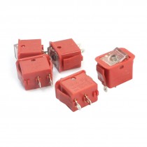 5pcs Red Latching SPST 2 Positions Rocker Switch AC250V/10A 125V/13A