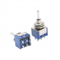 2Pcs MTS-203 DPDT 3 Positions ON/OFF/ON Blue Toggle Switch AC125V 6A