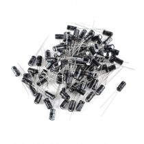 100 Pcs 10uF 25V Radial Leads Aluminum Electrolytic Capacitors 4x7mm