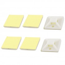 6 Pcs Fixing Wire Tool Square Self-Adhesive Cable Tie Base White 25mmx25mm