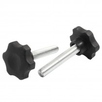 2pcs Black Plastic 40mm Head Diameter Star Clamping Knobs M10 x 50mm