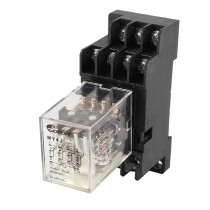 MY4J-AC36V Coil 3A Electromagnetic Relay 14 Pin 4PDT 4 NO 4 NC w Base Socket