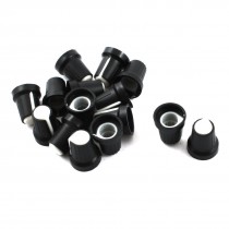 15pcs 6mm Knurled Shaft White Top Taper Volume Knob Cap for Potentiometer Pot