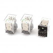 HH54PL 11Pins 3PDT DC 24V Coil Voltage Green LED Pilot Lamp Power Relay 3 Pieces