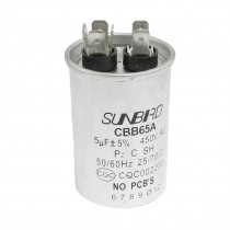 CBB65A 5uF 450V AC 50/60Hz Metallized Polypropylene Film Motor Capacitor
