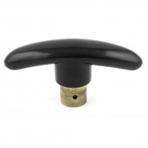 90mm Length 10x34mm Hole Brass Insert Clamping T Knob Black Gold Tone