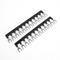 400V 10A 12-Position Black Pre Insulated Terminal Barrier Connector Strip 2Pcs