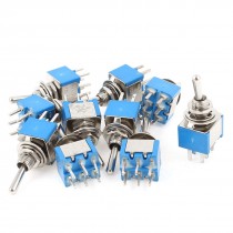 10Pcs DPDT 3 Positions ON/OFF/ON Toggle Switches AC 250V 3A 120V 6A