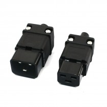 Pair AC 250V 16A Plastic IEC320 C19 C20 Power Cord Connector Adapter