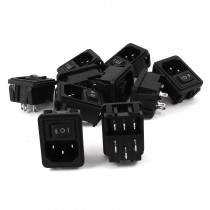 10 Pcs 3 Position 3Pin Rocker Switch IEC320 C14 Inlet Power Socket AC 10A 250V