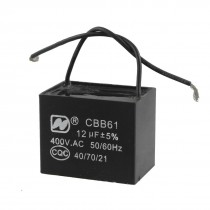 12uf MFD 400V AC 50/60Hz 2 Black Wire Electric Fan Capacitor CBB61