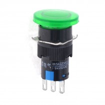 Green Mushroom AC250V 5A Momentary Contact Push Button Switch 1NO 1NC SPDT