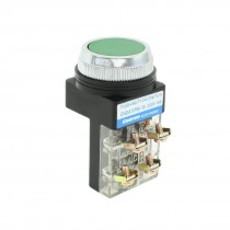 Green Flat Cap Panel Mounting 4-Terminals Push Botton Switch 6A AC 250V