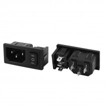 2Pcs 3 Position 3P SPST Rocker Switch IEC320 C14 Inlet Power Socket AC 10A 250V