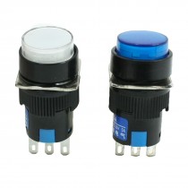 2Pcs SPDT NO NC White Blue Momentary Round Push Button Switch AC 250V 3A