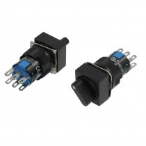 AC 250V 5A Square 3 Position 2NO 2NC Selector Push Button Switch 2 Pcs